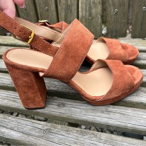 Banana Republic brown caramel suede summer 4" heels